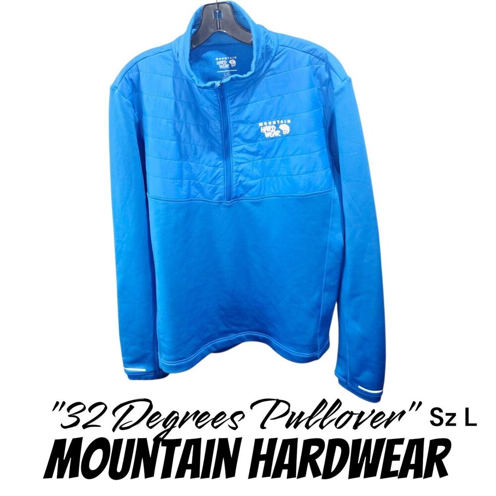 Mountain Hardwear LG 32 Degrees Insulated ½ Zip Blue Fleece Pullover Logo Jacket